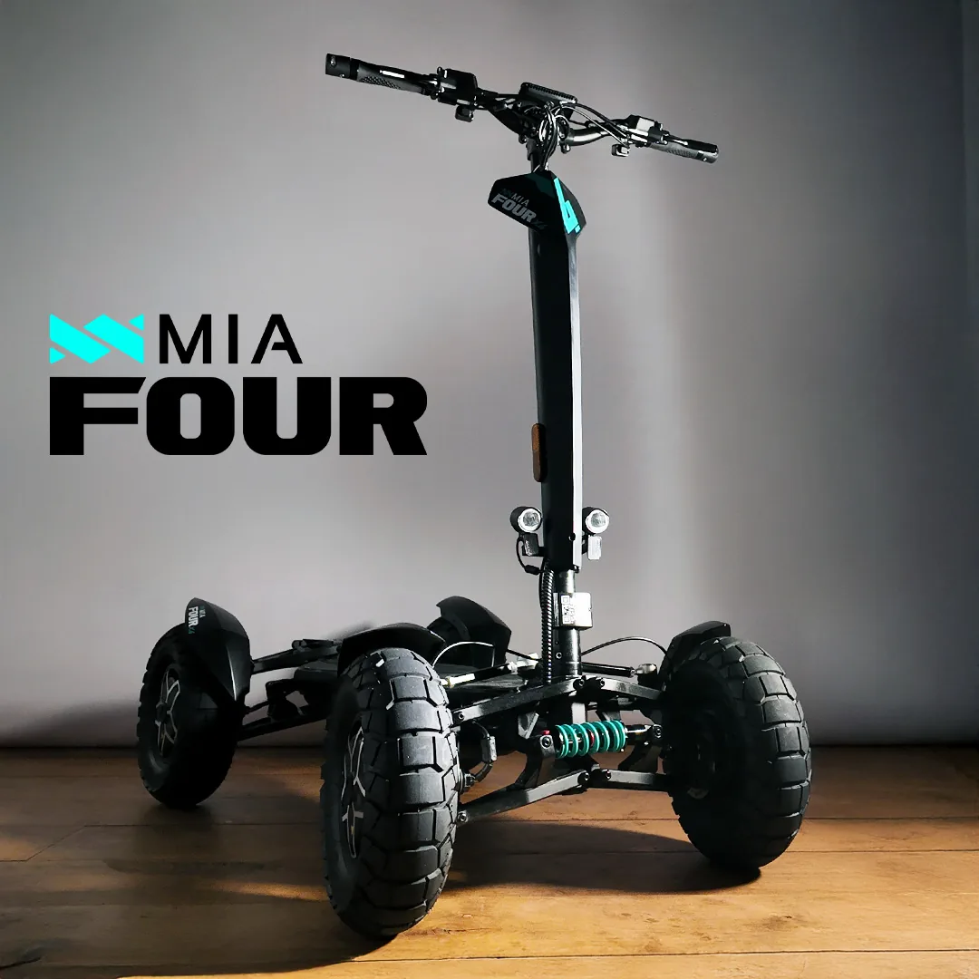 MIA FOUR 4×4 · מבט חזית, ארבעה גלגלים ומתלים עצמאיים